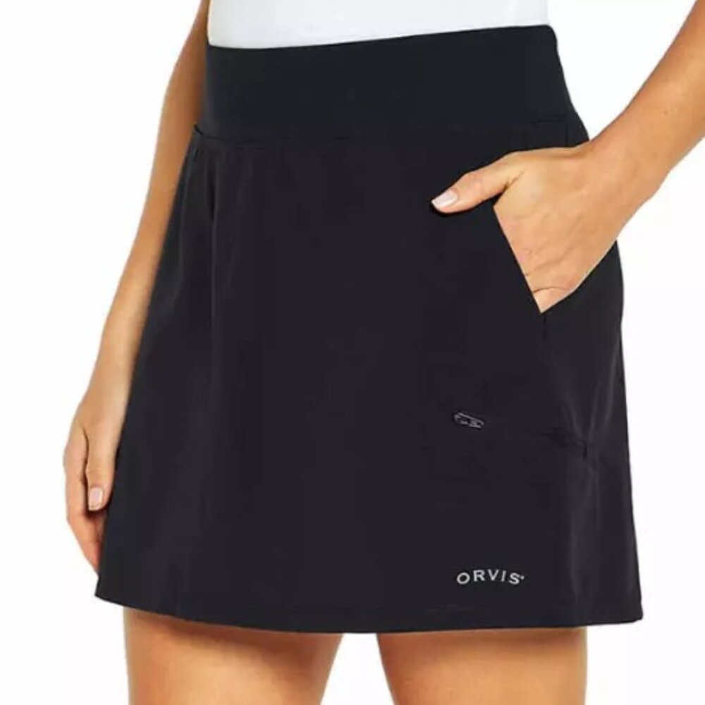 Orvis Lightweight Moisture Wicking Stretch Skort Black Wide Waistband Size S
